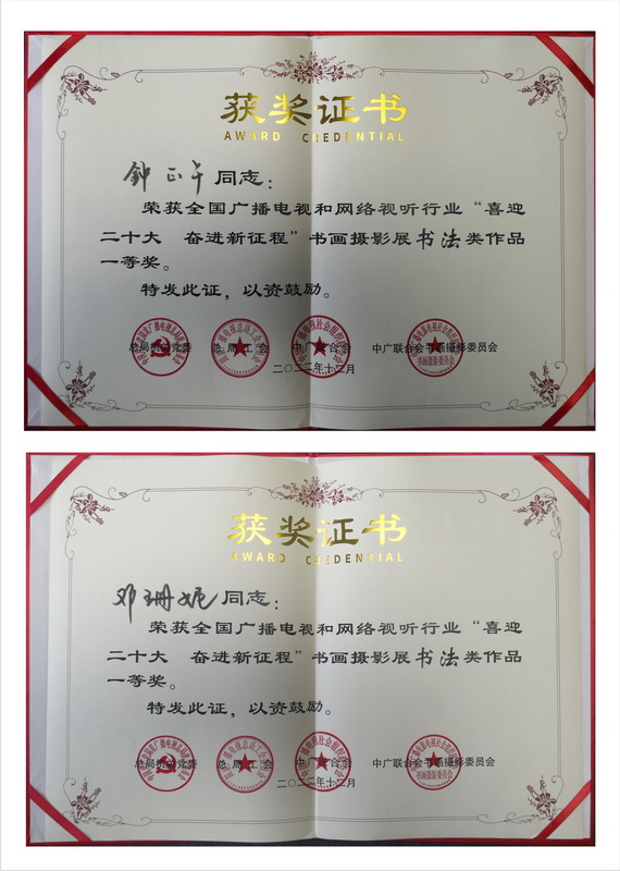 【喜报】株洲民革书画院钟正午、邓珊妮获全国广电书法一等奖 (2).jpg